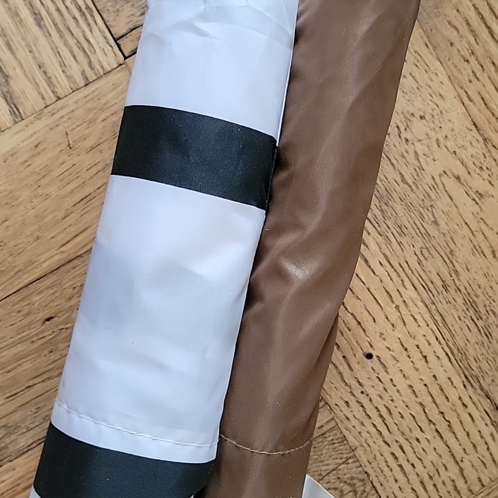 BUNDLE/LONDON FOG/GAP/2-Compact Folding Umbrellas - White & Black Stripe + Brown